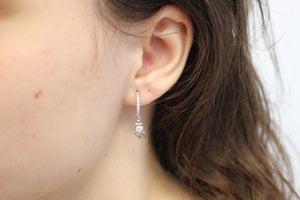 WHITE CUBIC ZIRCONIA STERLING SILVER EARRINGS (HOOP ANCHOR)