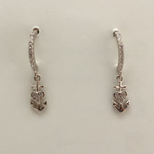 Load image into Gallery viewer, WHITE CUBIC ZIRCONIA STERLING SILVER EARRINGS (HOOP ANCHOR)