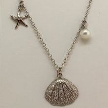 Load image into Gallery viewer, CUBIC ZIRCONIA STERLING SILVER NECKLACE (SEASHELL-STARFISH-PEARL)