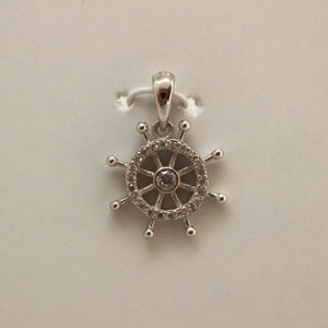 WHITE CUBIC ZIRCONIA STERLING SILVER PENDANT (HELM)