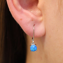 Load image into Gallery viewer, WHITE, BLUE, PINK LAB OPAL STERLING SILVER EARRINGS (ROUND)