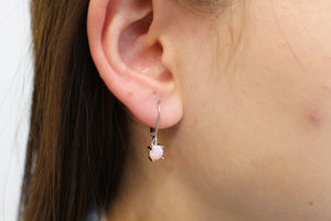 WHITE, BLUE, PINK LAB OPAL STERLING SILVER EARRINGS (ROUND)