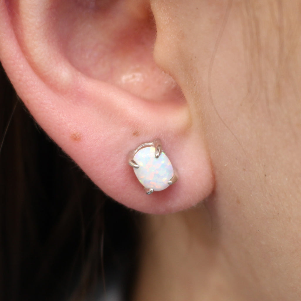 LAB OPAL EARRINGS,WHITE,PINK, BLUE(OVAL)