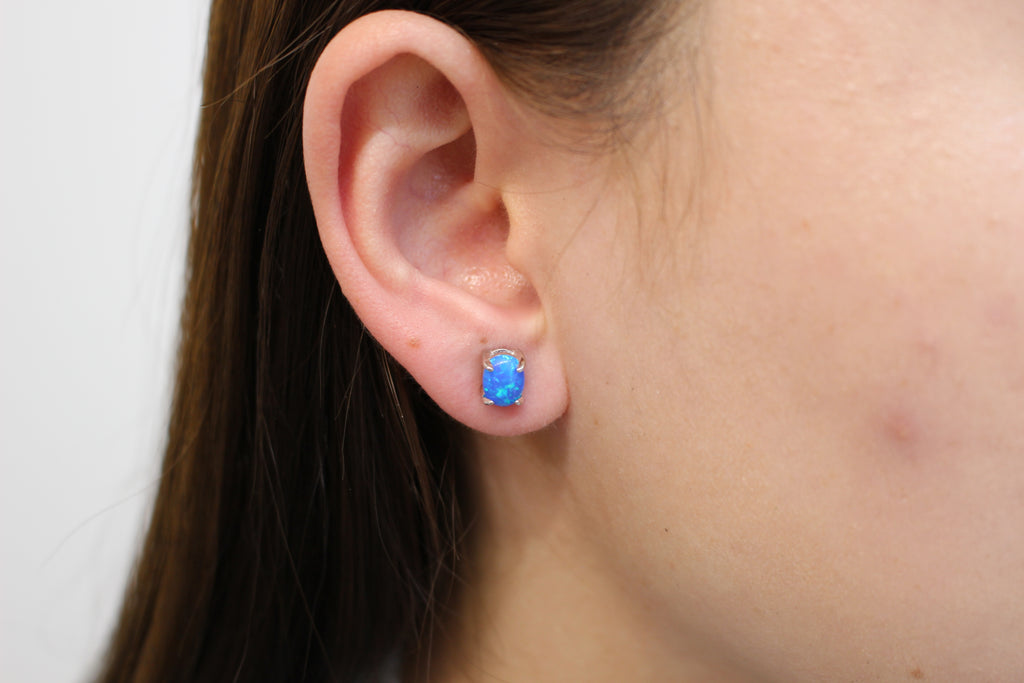 LAB OPAL EARRINGS,WHITE,PINK, BLUE(OVAL)