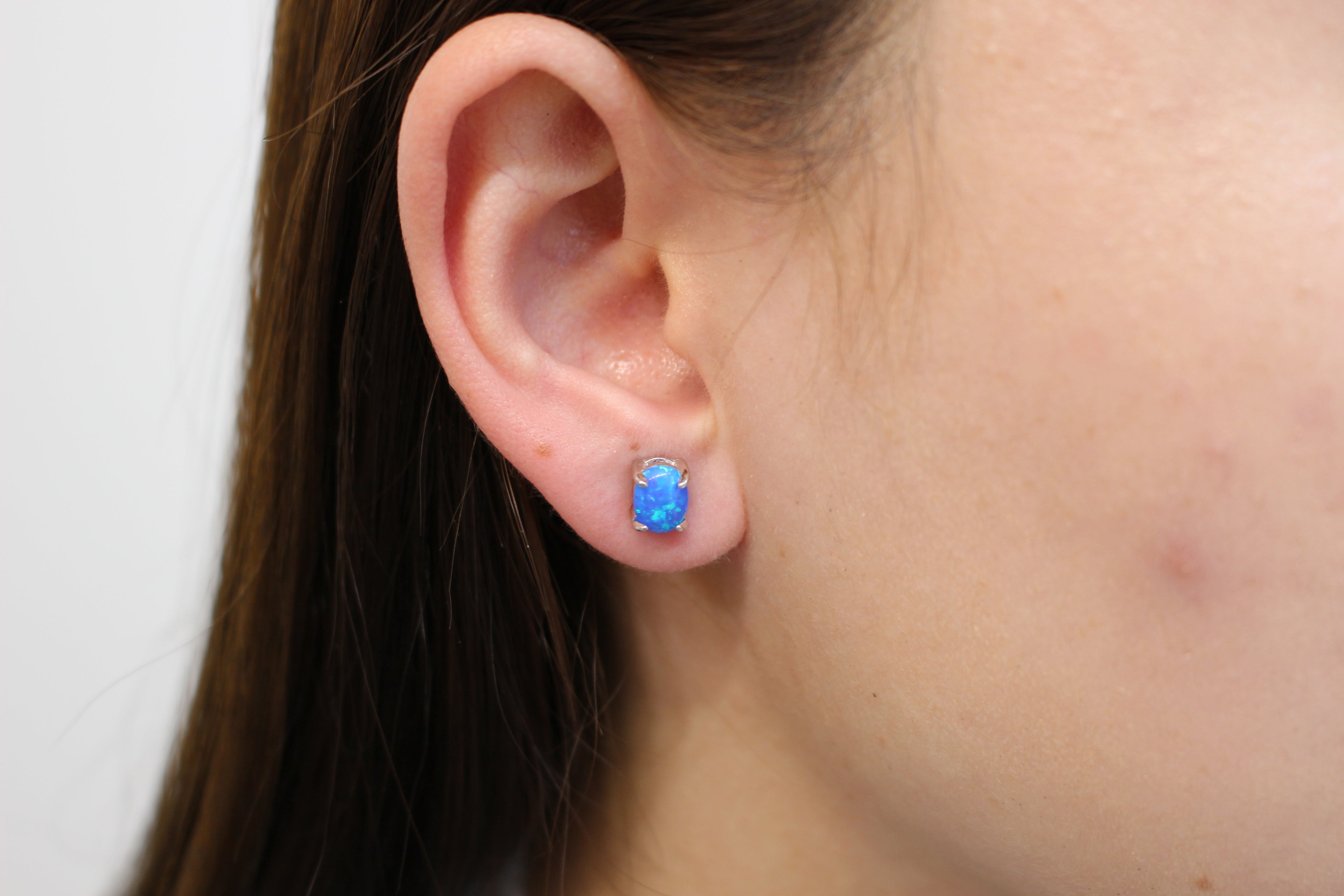 LAB OPAL EARRINGS,WHITE,PINK, BLUE(OVAL)
