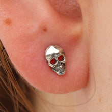 Load image into Gallery viewer, TINY SKULL STERLING SILVER EARRINGS