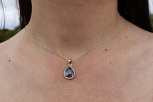 Load image into Gallery viewer, PURPLE AMETHYST,GREEN EMERALD,BLUE SAPPHIRE and MIXED CUBIC ZIRCONIA STERLING SILVER PENDANT (PEAR)