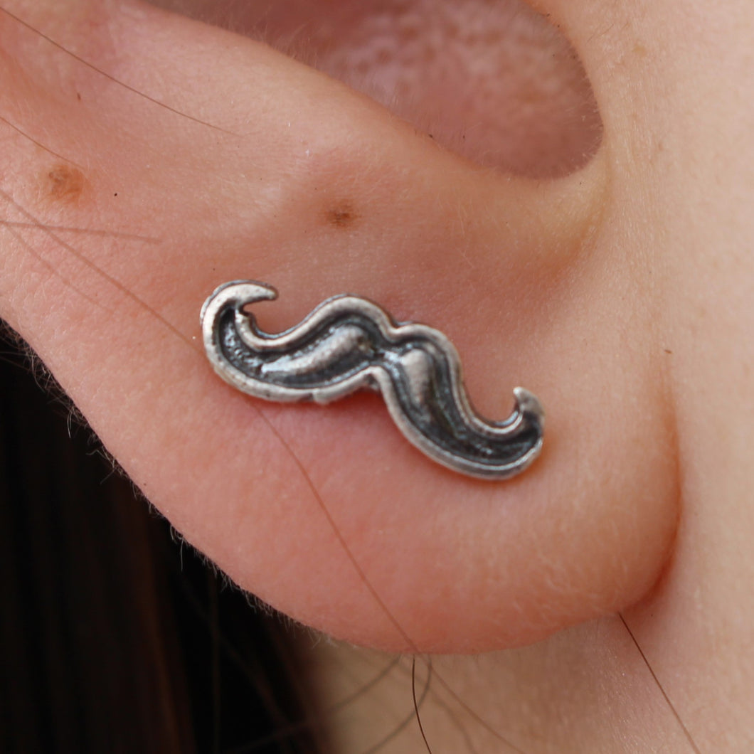 MUSTACHE STERLING SILVER EARRINGS