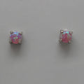 WHITE, BLUE, PINK LAB OPAL STERLING SILVER EARRINGS (ROUND)