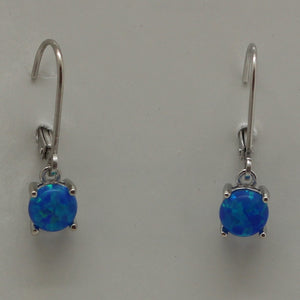 WHITE, BLUE, PINK LAB OPAL STERLING SILVER EARRINGS (ROUND)