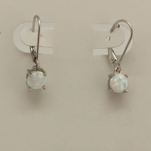 WHITE, BLUE, PINK LAB OPAL STERLING SILVER EARRINGS (ROUND)