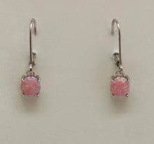 Load image into Gallery viewer, WHITE, BLUE, PINK LAB OPAL STERLING SILVER EARRINGS (ROUND)